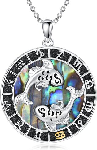 12 Constellation Necklace Zodiac Coin Pendant Necklace Round Abalone Shell 12 Constellation Jewelry Birthday Gift for Women Men in Saudi Arabia