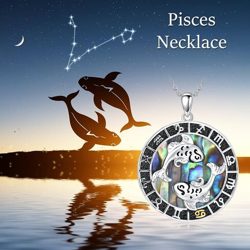 12 Constellation Necklace Zodiac Coin Pendant Necklace Round Abalone Shell 12 Constellation Jewelry Birthday Gift for Women Men in Saudi Arabia