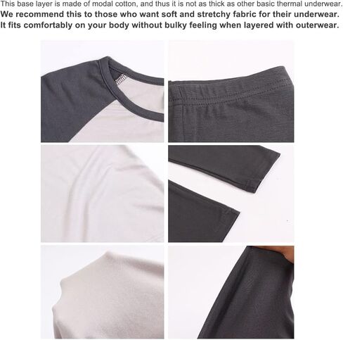 Base Layer Long John Set for Children Made of Ultra Soft Modal Comfy Pajama Sleepwear Raglan Style T-Shirt in Kuwait