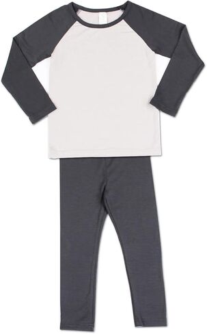 Base Layer Long John Set for Children Made of Ultra Soft Modal Comfy Pajama Sleepwear Raglan Style T-Shirt in Kuwait