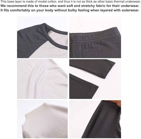Base Layer Long John Set for Children Made of Ultra Soft Modal Comfy Pajama Sleepwear Raglan Style T-Shirt in Saudi Arabia