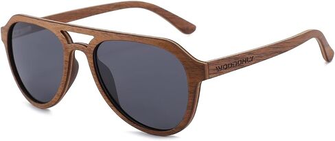Aviator Wood Polarized Sunglasses - Cool Style Wooden Sun Glasses with Bamboo Case for Men and Women Perfect Gifts in Saudi Arabia