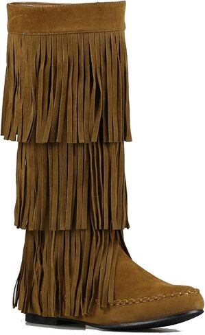 ShoBeautiful Womens Layered Fringe Mocassin  Knee High Zipper Flat Boot Faux Suede in Saudi Arabia