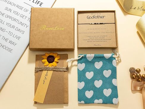 RareLove Will You Be My Godfather,Godfather Morse Code Beaded Bracelet for Men,Godfather Proposal Gift,Godfather Gifts from Godchild Black Gold Pony Seed Tiny Beads in Kuwait