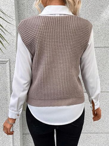 SweatyRocks المرأة عادية أكمام الخامس الرقبة المحاصيل سترة سترة تويست الجبهة تويست الجبهة البلوز تريكو تانك القمم in Saudi Arabia