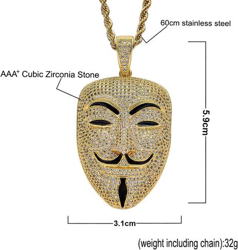 قلادات للرجال قلادة الهيب هوب، قناع المهرج قلادة قلادة الهالوين التنكرية in Kuwait