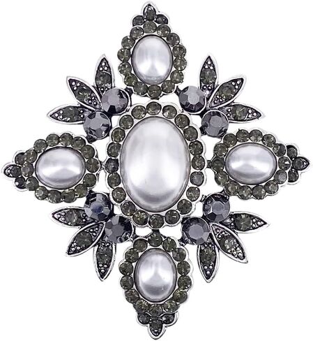 LAXPICOL خمر سباركلي كريستال لؤلؤة الصليب بروش دبوس ورقة زهرة بروش in Kuwait