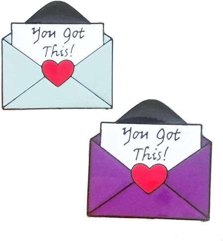 Ulricar ''لقد حصلت على هذا!'' الحب المغلف بروش لطيف القلب رسالة التلبيب الشارات المثبته بالدبابيس مجموعة زوجين بروش ل قبعة سترة القطن قميص تنورة in Kuwait