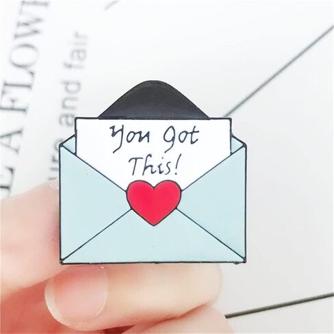 Ulricar ''لقد حصلت على هذا!'' الحب المغلف بروش لطيف القلب رسالة التلبيب الشارات المثبته بالدبابيس مجموعة زوجين بروش ل قبعة سترة القطن قميص تنورة in Kuwait