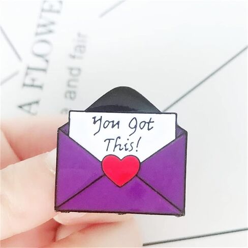 Ulricar ''لقد حصلت على هذا!'' الحب المغلف بروش لطيف القلب رسالة التلبيب الشارات المثبته بالدبابيس مجموعة زوجين بروش ل قبعة سترة القطن قميص تنورة in Kuwait