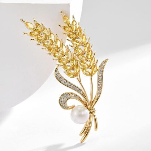 Weenkeey 2 Pcs Sunflower Brooch Pin Women Austria Crystal Rhinestones Brooch Safety Pin Fashion Wheat Ears Brooch Wedding Bridal Brooches Collar Lapel Pin Badge for Dress Shirts Coat - Gold in Kuwait