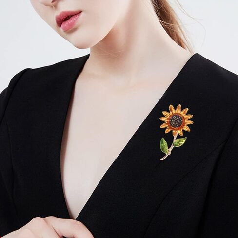 Weenkeey 2 Pcs Sunflower Brooch Pin Women Austria Crystal Rhinestones Brooch Safety Pin Fashion Wheat Ears Brooch Wedding Bridal Brooches Collar Lapel Pin Badge for Dress Shirts Coat - Gold in Kuwait