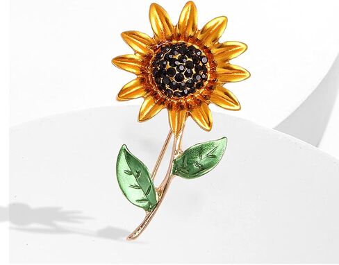 Weenkeey 2 Pcs Sunflower Brooch Pin Women Austria Crystal Rhinestones Brooch Safety Pin Fashion Wheat Ears Brooch Wedding Bridal Brooches Collar Lapel Pin Badge for Dress Shirts Coat - Gold in Kuwait