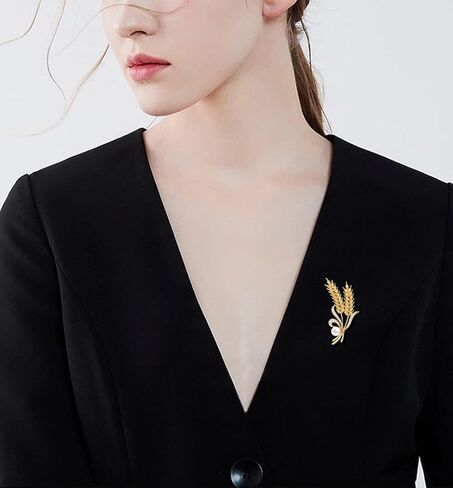 Weenkeey 2 Pcs Sunflower Brooch Pin Women Austria Crystal Rhinestones Brooch Safety Pin Fashion Wheat Ears Brooch Wedding Bridal Brooches Collar Lapel Pin Badge for Dress Shirts Coat - Gold in Kuwait