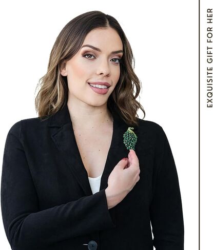 FABMODE Green Peacock Brooch Pin for Women - Handmade Rhinestone Bird Brooch, Exquisite Peacock Jewelry - Elegant Lapel Collar, Suit, Shirt, Coat Pin - Perfect Dress Accessory for Wedding, Christmas, Birthday - Ideal Valentine Gift for Fashionistas, Moms, in Saudi Arabia