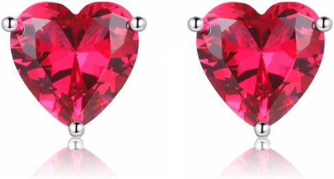 Uloveido Platinum Plated Red Heart Crystal Studs Earrings for Women Girls Y194 in Saudi Arabia