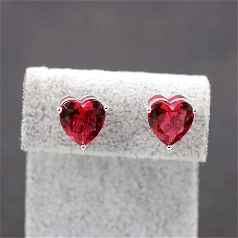 Uloveido Platinum Plated Red Heart Crystal Studs Earrings for Women Girls Y194 in Saudi Arabia