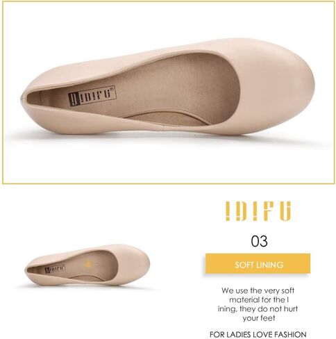 IDIFU Women's Sherry Dress Low Block Chunky Heels Pumps Closed Round Toe Shoes for Wedding Office Evening in Kuwait