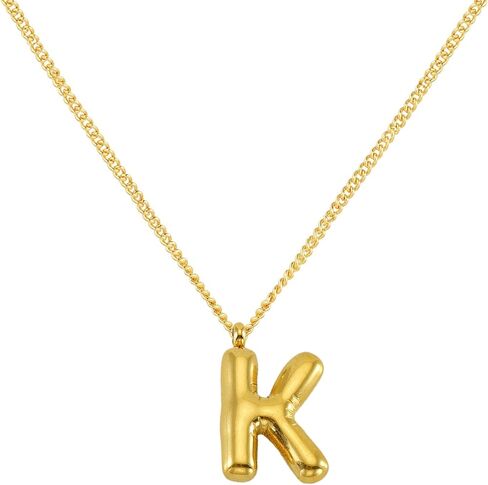 Bubble Letter Necklace for Women Balloon Initial Necklaces Dainty 18K Gold Plated Alphabet Pendant Necklaces for Teen Girls Girlfriend Name Personalized Jewelry Gift in Saudi Arabia