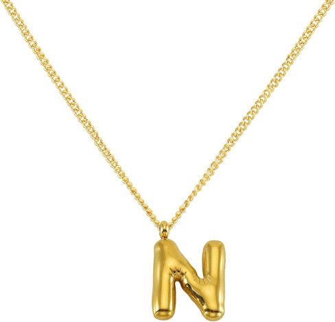 Bubble Letter Necklace for Women Balloon Initial Necklaces Dainty 18K Gold Plated Alphabet Pendant Necklaces for Teen Girls Girlfriend Name Personalized Jewelry Gift in Saudi Arabia
