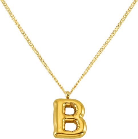 Bubble Letter Necklace for Women Balloon Initial Necklaces Dainty 18K Gold Plated Alphabet Pendant Necklaces for Teen Girls Girlfriend Name Personalized Jewelry Gift in Saudi Arabia