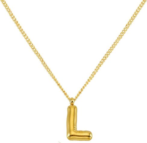 Bubble Letter Necklace for Women Balloon Initial Necklaces Dainty 18K Gold Plated Alphabet Pendant Necklaces for Teen Girls Girlfriend Name Personalized Jewelry Gift in Saudi Arabia