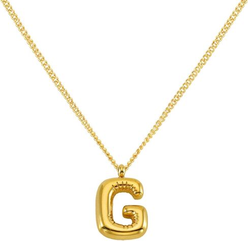 Bubble Letter Necklace for Women Balloon Initial Necklaces Dainty 18K Gold Plated Alphabet Pendant Necklaces for Teen Girls Girlfriend Name Personalized Jewelry Gift in Saudi Arabia