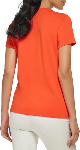Calvin Klein Women's Lower Neckline 1x1 Rib Cotton Snap Detail Casual Short Sleeve in Saudi Arabia