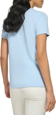 Calvin Klein Women's Lower Neckline 1x1 Rib Cotton Snap Detail Casual Short Sleeve in Saudi Arabia