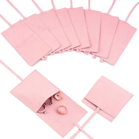 HappyLily 10 Pack Pink Jewelry Pouch, Jewelry Gift Storage Case, Small Jewelry Packing Bags for Necklace Earrings Rings Package in Kuwait