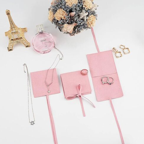 HappyLily 10 Pack Pink Jewelry Pouch, Jewelry Gift Storage Case, Small Jewelry Packing Bags for Necklace Earrings Rings Package in Kuwait