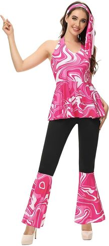 Haorugut 70s ديسكو الزي النسائي ديسكو السراويل وقمم ديسكو للنساء أزياء ديسكو الأزياء in Kuwait