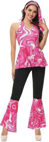 Haorugut 70s ديسكو الزي النسائي ديسكو السراويل وقمم ديسكو للنساء أزياء ديسكو الأزياء in Kuwait