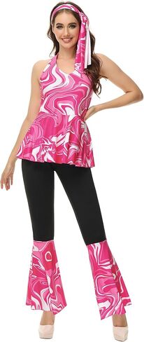 Haorugut 70s ديسكو الزي النسائي ديسكو السراويل وقمم ديسكو للنساء أزياء ديسكو الأزياء in Kuwait