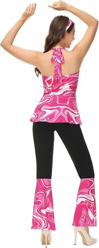 Haorugut 70s ديسكو الزي النسائي ديسكو السراويل وقمم ديسكو للنساء أزياء ديسكو الأزياء in Kuwait