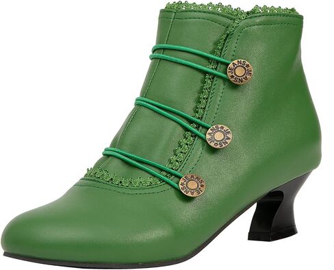 Women's Ankle Boots Low Heels Lace Buttons Round Toe Side Zipper Vintage Short Boots Autumn Winter in Saudi Arabia