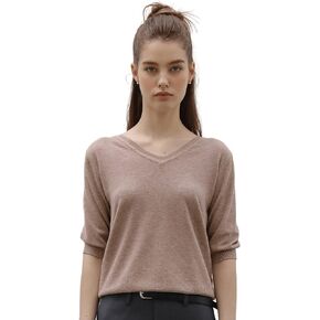 HYBERNAT Womens Short Sleeve Sweaters Tops Summer Soft V-Neck Pullover Shirt Lightweight Knit Sweater