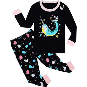 Qtake Fashion Girls Pajamas Toddler Pjs Set 100% Cotton Kids Sleepwear 2 Piece Child Clothes Size 2-12 Years