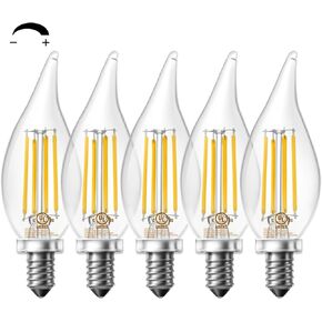 DAYBETTER Candelabra Led Light Bulbs, E12 Led Candelabra Bulbs 60 Watt Equivalent, Chandelier Light Bulbs Dimmable Led Bulb 5000k Daylight White, 5.5W 600lm Flame Tip CA11 Candle Light Bulbs, 10 Pack