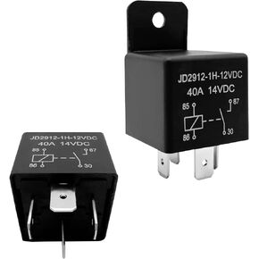 2 PCS Car Relay 40A, 4 Pin 12V Auto Switches and Starters, Spst Model JD2912-1H-12VDC 40A 14VDC, Universal Multi Purpose Standard Relay Car Accessories for Motorcycle Boat