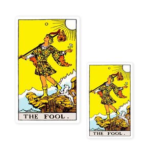 Tarot Sticker The Fool, Classic Tarot Vinyl Decal, 2PCS (3 inch and 4 inch) Water Resistant Fade Resistant Long Lasting Vibrate Colors, for Water Bottle Laptop Suitcase