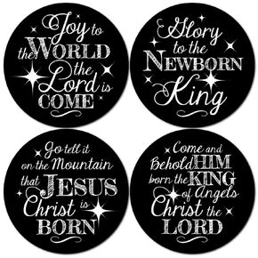 36 2.5 Christian Christmas Stickers, 4 Versions, Holiday Gift Labels, Religious Church Party Favors