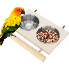 Rehomy Parrot Feeding Bowl Stainless Steel Bird Cage Food Water Feeder for Cockatiel Budgies Parakeet Parrot Lovebirds Finch Pigeon