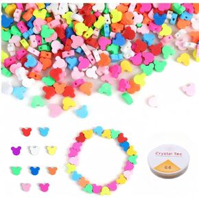 500 Pcs Friendship Sports Ball Polymer Clay Beads Bulk, Charms for Crafts with Elastic String for Making Bracelet Kit Necklace Craft Decor DIY Crafts