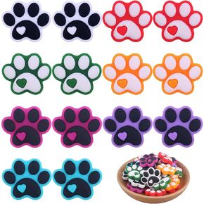 Paw Silicone Focal Beads for Pens, 14Pcs Cat Dog Paw Silicone Focal Beads Bulk Shaped Silicone Beads Loose Rubber Silicone Beads for Beaded Pens Keychain Making （Paw）