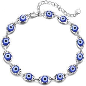 Evil Eye Hamsa Hand Charm Anklet for Women Teen Girls, Dainty Handmade Sideways Hanging Evil Eye Real 14K Gold / 18K Gold/Silver Ankle Bracelet Minimalist Jewelry