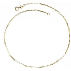 JewelryWeb - Solid 10K Yellow Gold Thin Flat Mariner Link Anklet - 1.3mm wide x 10" long - Ankle Bracelet for Women - Hypoallergenic - Non-Tarnish - Dainty Anklet