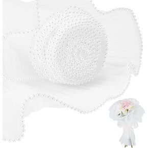 BENECREAT 157x6 Inch White Flower Wrapping Paper, Pearl Edge Bouquet Floral Packaging Mesh Paper Wrinkled Wavy Net Yarn for Weddding Favor, Mother's Day Flower Gift Packing