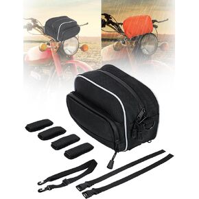Universal Motorcycle Bag with Waterproof Cover，Multi-Purpose Black Motorbike Tool Handlebar Storage Bag Accessories for Cruiser Softail Dyna Sportsters Dirt Bike Bicycles