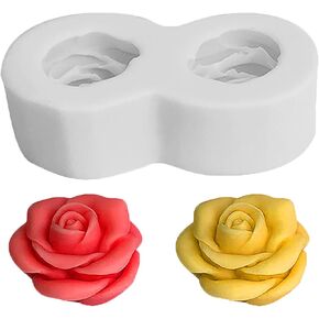 ONNPNN 2 قوالب شموع على شكل وردة، قوالب سيليكون وردية ثلاثية الأبعاد، قالب صابون راتنج الورد الكبير، قوالب حلوى حلوى الشوكولاتة المصنوعة يدويًا، لتزيين الكعك من الطين وزخارف قنبلة الحمام in Kuwait